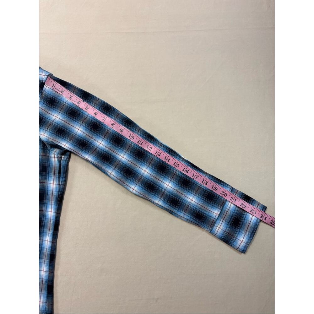 Wrangler Blue and Black Plaid Western Pearl Snap Shirt Men’s Size Large - Picture 7 of 8